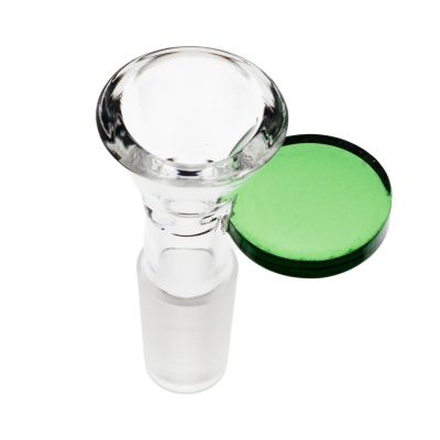 Coin Handle Coloured Glass Cone Piece - Green